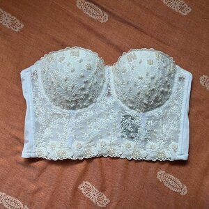 White Pearl Embroidered Corset Top